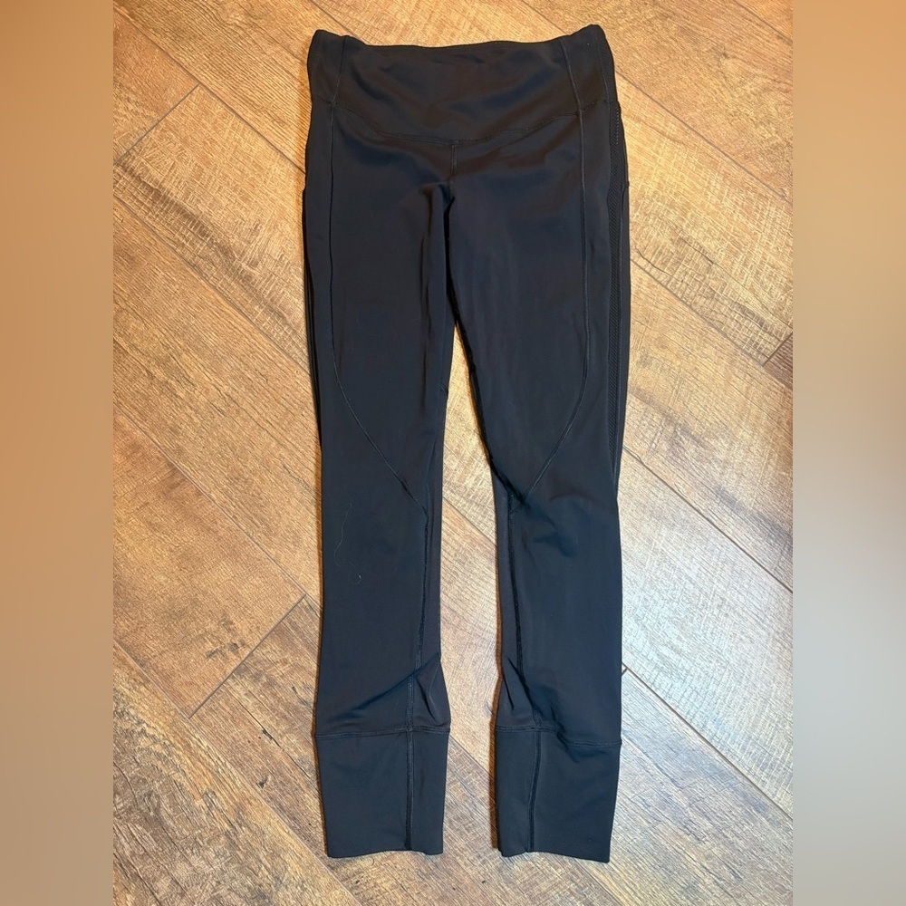 Lululemon Black Mesh Panel Leggings Size 6 - Picture 2 of 7